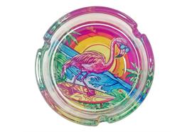 Aschenbecher rund  aus Glas  Design: Flamingo