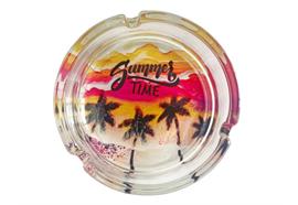 Aschenbecher rund  aus Glas  Design: Summer Time