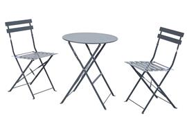 Bistro Set aus Metall  1 Gartentisch und 2 Stühle  Farbe: anthrazit matt