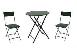 Bistro-Set aus Metall  1 Gartentisch und 2 Stühle  Farbe Dunkelgrün