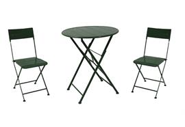 Bistro-Set aus Metall  1 Gartentisch und 2 Stühle  Farbe grün
