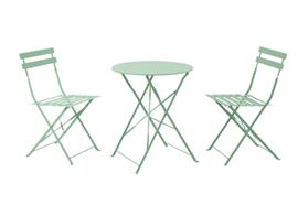 Bistro Set aus Metall  Gartentisch und 2 Stühle  Farbe: grün matt