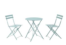 Bistro Set aus Metall  Gartentisch und 2 Stühle  Farbe: grün matt