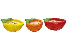 Citronella Kerze im Früchte Topf  3fach assortiert  Grösse 14.5x14.5x6cm