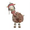 Deko Alpaca stehend  wippend in Weiss  mit Mütze rosa