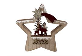 Deko Aufsteller Stern  mit Rentier und Wald  aus Holz