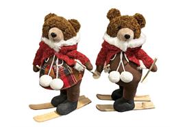 Deko Bär auf Ski  2-assortiert  Junge und Mädchen  seitwärts