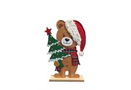 Deko Bär XMAS  Filz stehend  braun mit roter Mütze