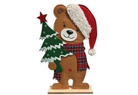 Deko Bär XMAS  Filz stehend  braun mit roter Mütze