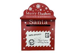 Deko Briefkasten Santa  aus Holz bemalt in der  Farbe rot H29cm