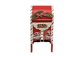 Deko Briefkasten Santa  aus Holz bemalt in der  Farbe rot H45cm