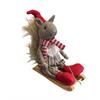 Deko Eichhörnchen auf  Schlitten braun weiss mit  roter Mütze