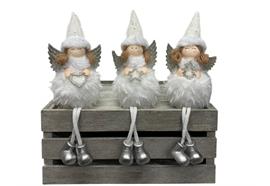 Deko Engel 3-assortiert  Kantenhocker weiss  Grösse:7x8x27cm