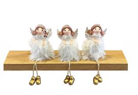 Deko Engel 3-assortiert  Kantenhocker weiss  Schuhe und Beine  in Gold