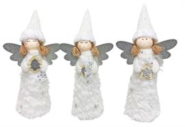 Deko Engel 3-assortiert  stehend in Weiss  Grösse: 7x14x30cm