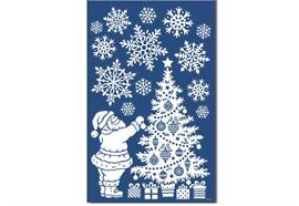 Deko Fensterfolie  selbstklebend  Santa mit Weihnachtsbaum