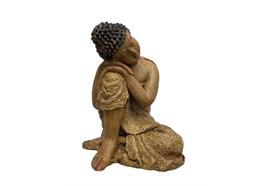 Deko Figur Buddha sitzend  braun gewischt