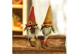 Deko Figur Herbst Wichtel  2er Assortierung  Kantenhocker  Mann und Frau