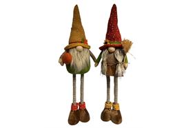 Deko Figur Herbst Wichtel  2er Assortierung stehend  ausziehbare Beine  Mann und Frau