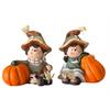 Deko Figur Kind mit Kürbis  2er Assortierung  Junge und Mädchen