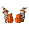 Deko Figur Kind mit Kürbis  2er Assortierung  Junge und Mädchen