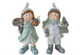 Deko Figur Kind  stehend  2er Assortierung  mit Baum oder Geschenk