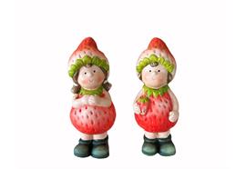 Deko Figur mit Erdbeermütze  2er Assortierung  5cm x 5.5cm x 13cm