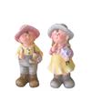 Deko Figuren Kinder  2er Assortierung  Junge oder Mädchen  gelb /grün mit Hut
