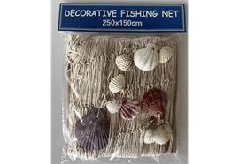 Deko Fischernetz dekoriert  mit Muscheln  Grösse: B150xH250cm