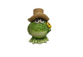 Deko Frosch  mit Hut und Blume  7 x 5.8 x 8.5cm