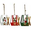 Deko Hänger Gondel 3-assortiert  aus Metall  Farben rot,weiss,grün