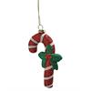 Deko Hänger Zuckerstange  rot weiss mit grüner Schlaufe  Höhe 11.8cm