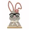 Deko Hase aus Filz  auf Holzständer  mit Brille  Ohren in Rosa