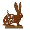 Deko Hase  aus Metall auf Holzsockel  Rost Optik