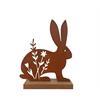 Deko Hase  aus Metall auf Holzsockel  Rost Optik