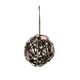 Deko Kugel aus Holz D:14cm  mit rosa Sternen dekoriert  und Kordel zum Hängen