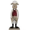 Deko Schaf aus Holz  auf Sockel  Farbe: Rot weiss  L:14cm B:5cm H:39cm