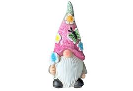 Deko Sommer Wichtel  mit Hut in Pink  H17.4cm