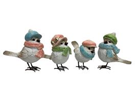Deko Vögel mit Schal  und Mütze 4-assortiert