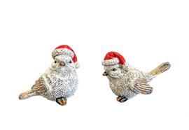 Deko Vogel 2-assortiert  mit roter XMAS Mütze