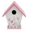 Deko Vogelhaus  mit Blumenmuster  weiss