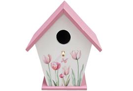 Deko Vogelhaus  mit Blumenmuster  weiss