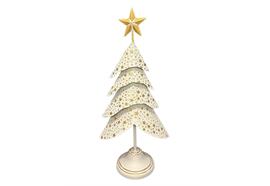 Deko Weihnachtsbaum  aus Metall  altweiss gold H58.5cm