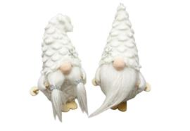 Deko Wichtel 2-assortiert  stehend auf Ski weiss  Grösse: D6cm x H11cm