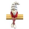 Deko Wichtel Kantenhocker  rot weiss mit  flauschiger Mütze  grau weiss