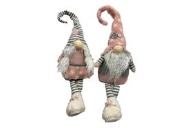 Deko Wichtel Santa 2assortiert  sitzend Kantenhocker  Rosa Grau  L7cm x B15cm x H66cm