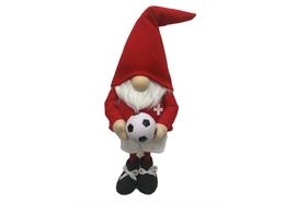 Deko Wichtel Santa  Fussball WM stehend  Farbe: Rot weiss