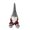 Deko Wichtel Santa sitzend,  Farbe: Rot / Grau,  L:18cm B:22cm H:60cm