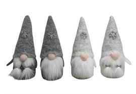 Deko Wichtel Santa  sitzend grau / weiss  4er Assortierung