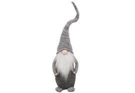 Deko Wichtel Santa  stehend,  Farbe: Grau gestreift,  L:15cm B:19cm H:73cm